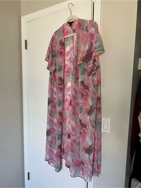 torrid Pink Watercolor Floral Sheer Kimono
